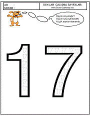 okul öncesi 17 sayısı çizgi çalışması